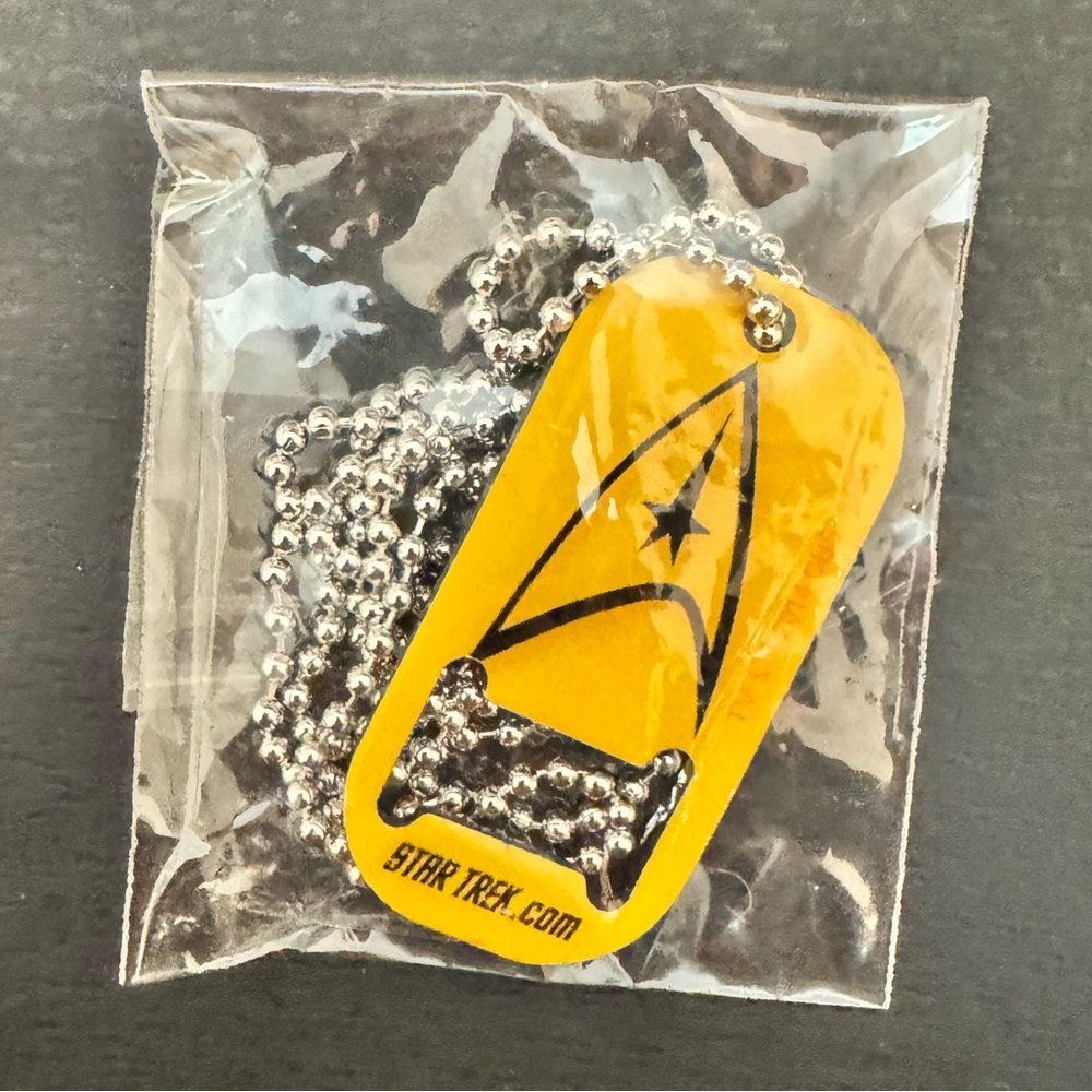 NEW Star Trek Command Bottle Opener Necklace Yellow Dog Tag